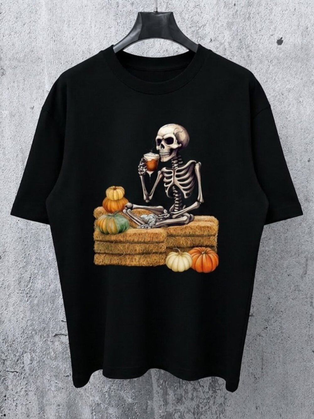 Funny Skeleton Drinking Coffee Tee Shirt Gift Unisex T-Shirt
